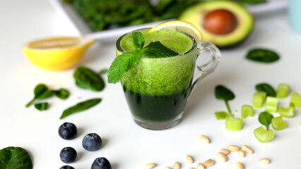Healthy Vegan Green Spinach Smoothie With Mint