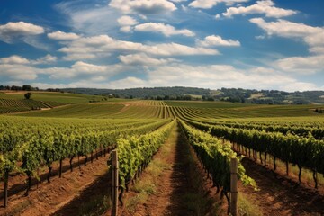 Fototapeta na wymiar vineyard landscape with rows of grapevines