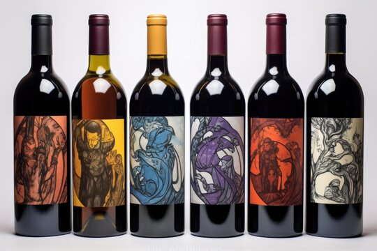 variety of wine bottles with custom labels