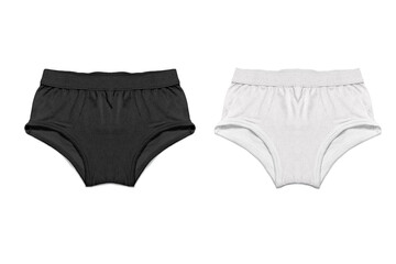 Black and white jockey underwear mockup isolated on white background. 3d rendering.