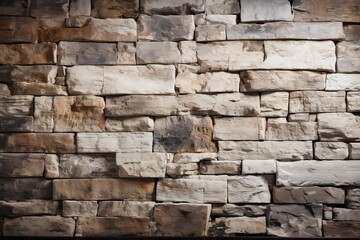 Fototapeta premium Fond de texture de mur de brique crème et blanche. Maçonnerie et revêtement de sol en pierre à l'intérieur de la conception de vieux modèles de roche, ia