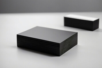 Two black business cards are stacked on top of each other