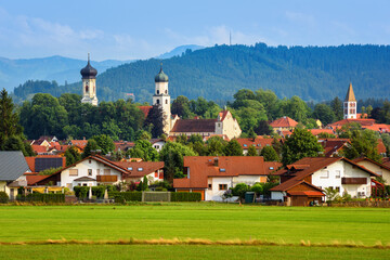 Isny im Allgau town in german Alps mountains, Bavaria, Germany