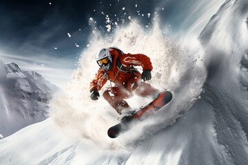 Pictures of extreme sports in the snow, Generative AI