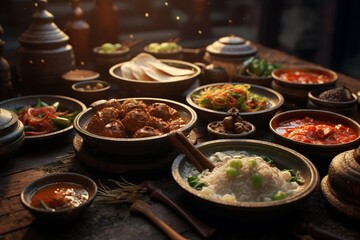 Photographs of ethnic dishes, Generative AI