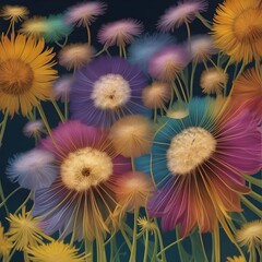 The Multicolored Dandelion Flowers, Generated AI