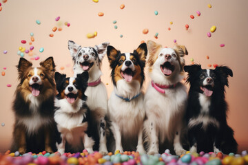 Playful Pooches in Confetti Celebration