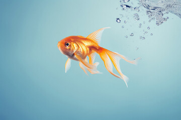 Serene Goldfish in the Blue Depths