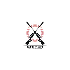 Crossed sniper riffle logo vector graphics