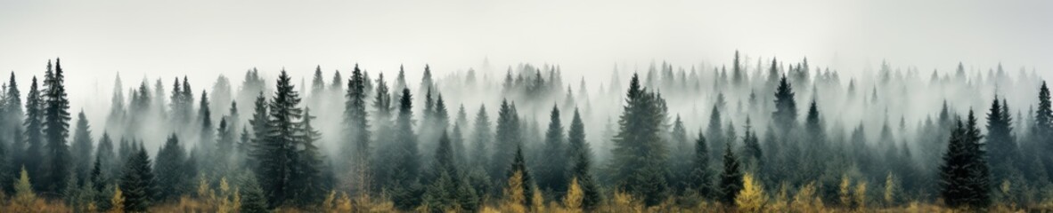 Enchanting Autumn Forest in Mist AI Generated