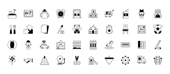 Set of kindergarten Icons. Simple Premium style icons pack. Vector illustration