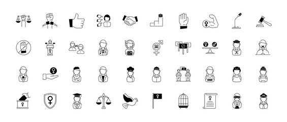 Set of women equality vector icons illustration.