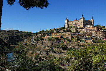 Fototapeta na wymiar Alcázar of Toledo, in Spain. Stone fortification located in the highest part of the city