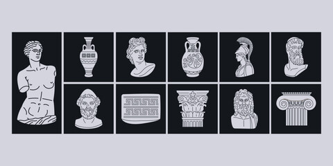 Ancient Greek architecture black concept.