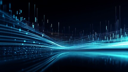 Fototapeta na wymiar Futuristic Data Visualization Digital Technology Network on Dark Blue Neon Background