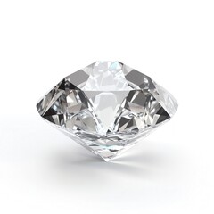 Diamond crystal with shadow on white background