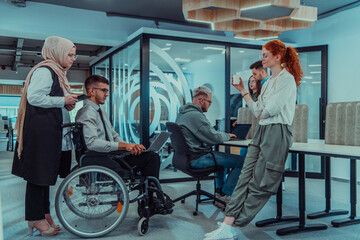 Young group of business people brainstorming together in a startup space, discussing business projects, investments, and solving challenges.