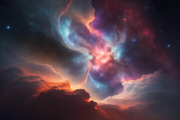 Obraz premium They marveled at the beauty of a nearby nebula, its swirling clouds of gas and dust like an abstract painting in the cosmos.