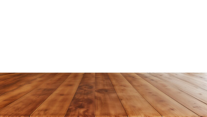 Wooden table surface for product placement, isolated on transparent background, Regenerative AI