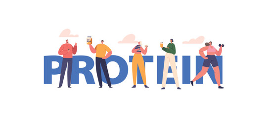 Obraz premium Athletes And Fitness Enthusiasts Apply Protein Sport Nutrition For Muscle Repair, Recovery, Vector Poster, Banner