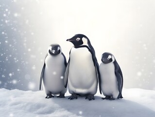 Obraz premium Gemeinsam durchs Eis: Die reizende Pinguinfamilie