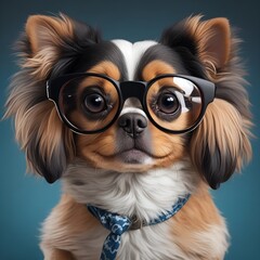 Cute dog with glasses  