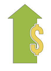 Personal financial progress flat line color isolated vector object. Arrow up. Income increase. Editable clip art image on white background. Simple outline cartoon spot illustration for web design