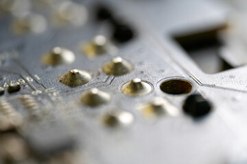 Computer parts macro close-up, circuit board, wire