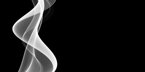 Abstract grey wave on a black background	