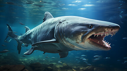 Naklejka premium Illustration of a shark hunting