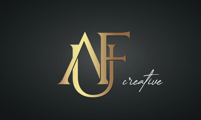 luxury letters AUF golden logo icon premium monogram, creative royal logo design