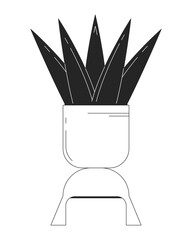 Modern houseplant potted in antique vase flat monochrome isolated vector object. House plant. Editable black and white line art drawing. Simple outline spot illustration for web graphic design