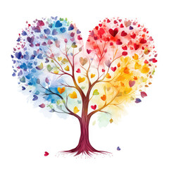 Obraz na płótnie Canvas The Vibrant Heartbeat of Life: Soulmate Tree in Watercolor Splendor