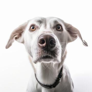 Clipart - a cute white dog wearing a stylish black collar