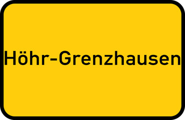 City sign of Höhr-Grenzhausen - Ortsschild von Höhr-Grenzhausen