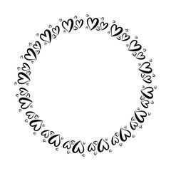 Heart circle frame border for decorative vintage element for design in vector illustration