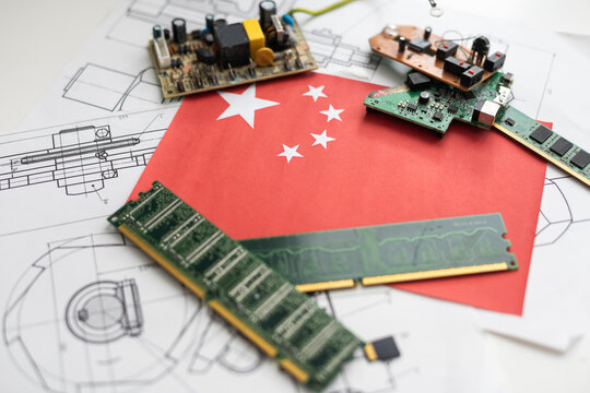 Chinese chipmaker. Chinese chip industry concept 3d illustration
