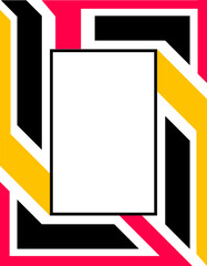 Modern PNG frame for text, images, heading, pictures and for other graphic design projects. Abstract  PNG geometric futuristic frame with black, red, and yellow colors. Empty frame, copy space. 