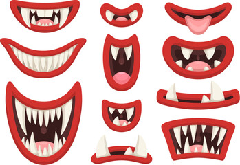Cartoon monster toothed mouths collection. Vector illustration isolated on white background. © Ирина Яшкирева