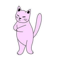 Angry pink cat, illustration 
