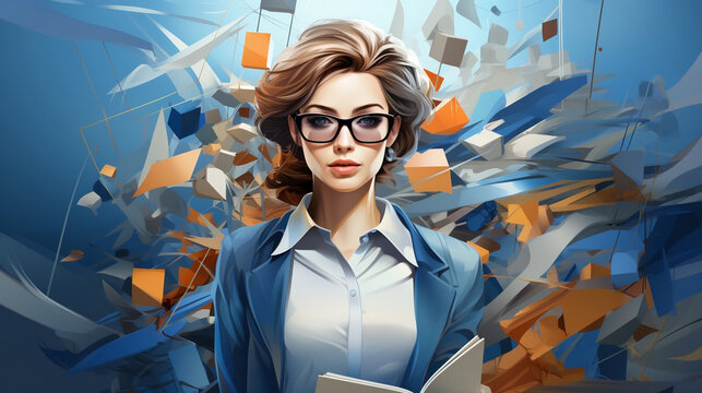 abstract illustration of a portrait of a female worker in the academic sector