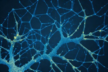 Nerve networks background in blue-green color palette. Technological, neurobiological design, the concept of integration, interaction, technology development, brain structure, neural networks... - 632280128