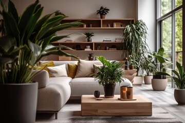 Fototapeta premium modern living room with plant