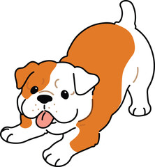 Simple and cute illustration of Bulldog being playful