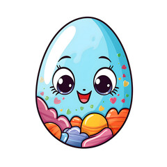 Cute Kawaii Easter Egg Sticker, AI-Crafted