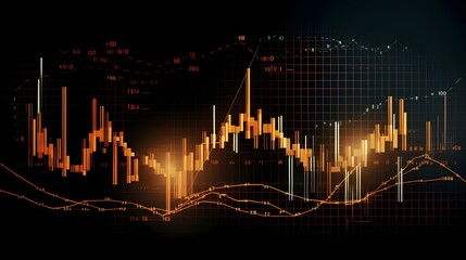 Business future technology market economic investment and money concept background or backdrop. Common forex and commodity exchange with colorful graphics interface. Generative AI technology.