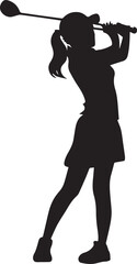 Female golf player vector silhouette Art Illustration