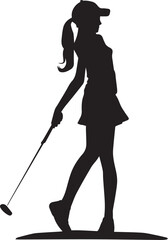 Female golf player vector silhouette Art Illustration