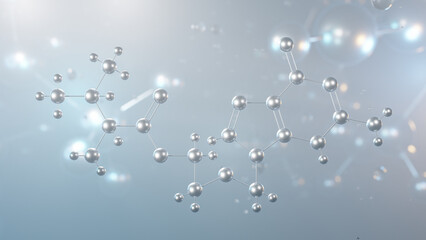 valaciclovir molecular structure, 3d model molecule, antiviral medication, structural chemical formula view from a microscope
