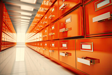 Room full of file drawers, data storage concept. Generative AI